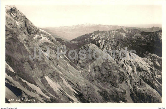 Leiberweg - Alpine mountains panorama - 482 - old postcard - Austria - unused - JH Postcards