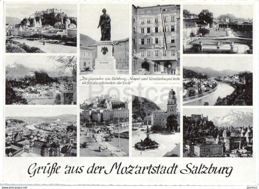 Grusse aus der Mozartstadt Salzburg - Mozart city Salzburg - city views - multiview - 21 - 1960 - Austria - used - JH Postcards