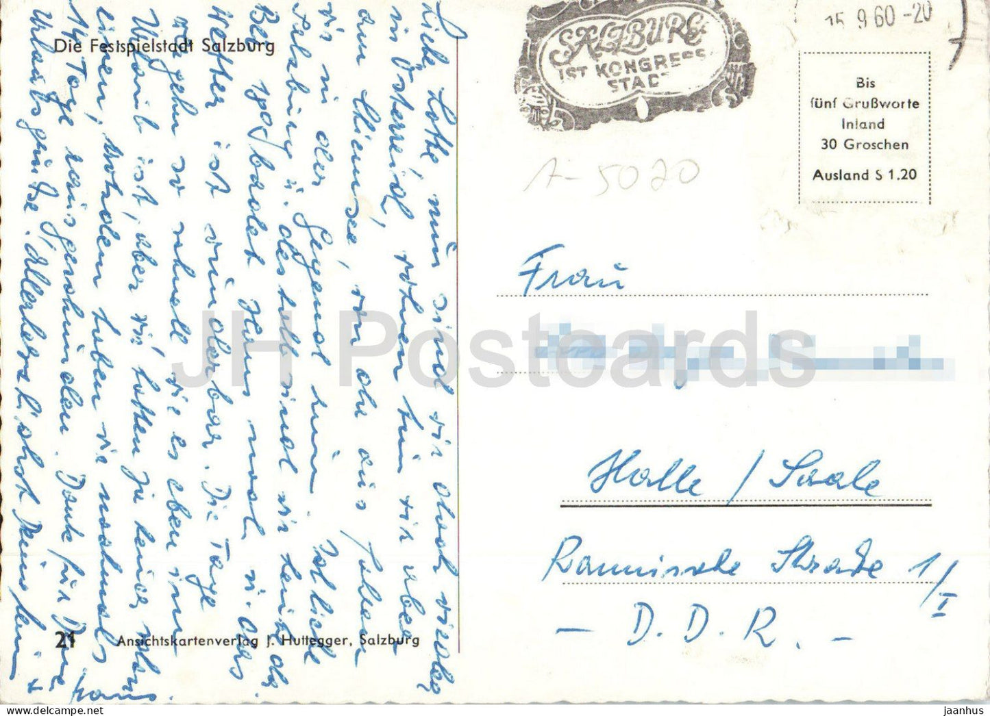 Grusse aus der Mozartstadt Salzburg - Mozart city Salzbourg - vues sur la ville - multiview - 21 - 1960 - Autriche - utilisé 