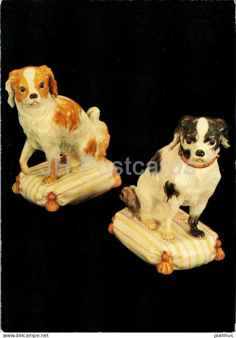 porcelain figures - Bolognese Dogs - Bologneser Hunde - KPM Berlin - dogs - animals - 1988 - Germany DDR - unused - JH Postcards