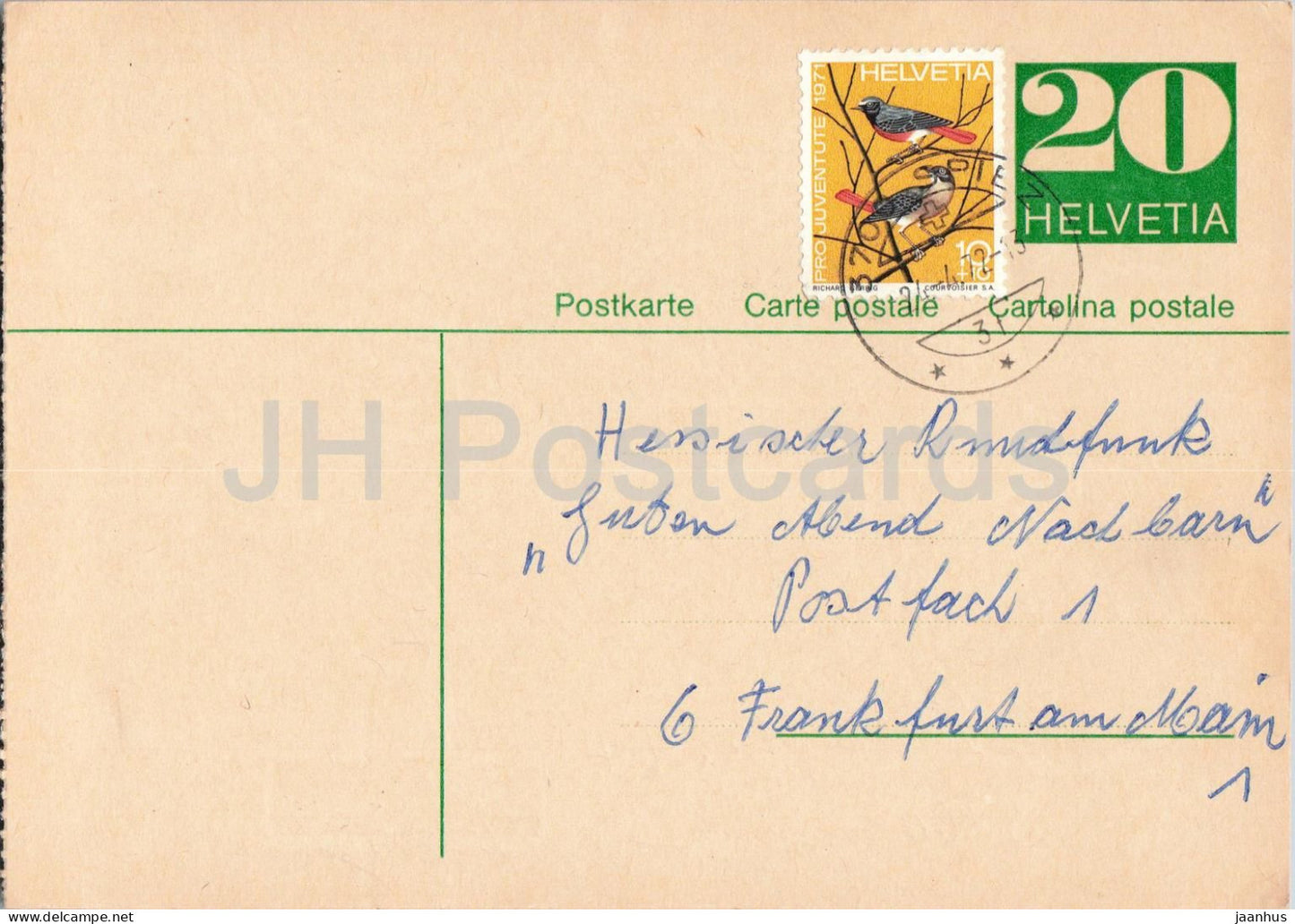 Guten Abend Nachbarn - Hessischer Rundfunk - postal stationery - 86 - 1972 - Switzerland - used - JH Postcards