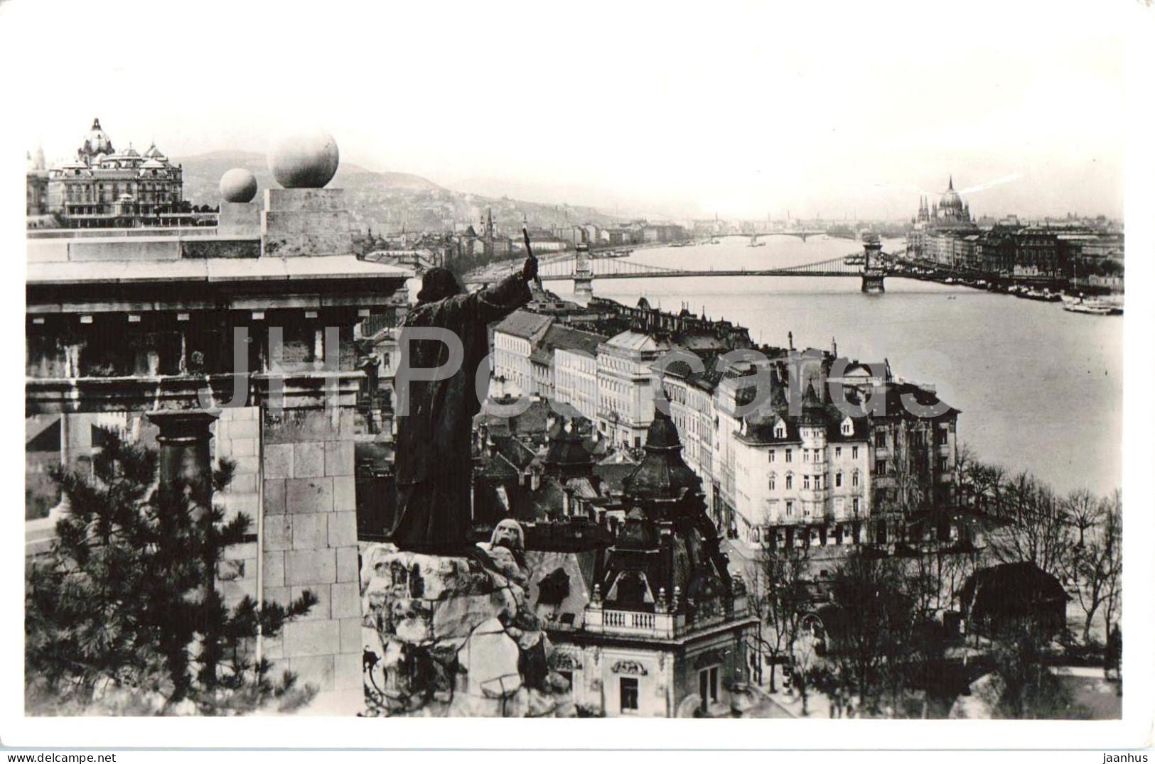 Budapest - Danube view with St Gellert monument - 1334 - old postcard - 1937 - Hungary - used - JH Postcards