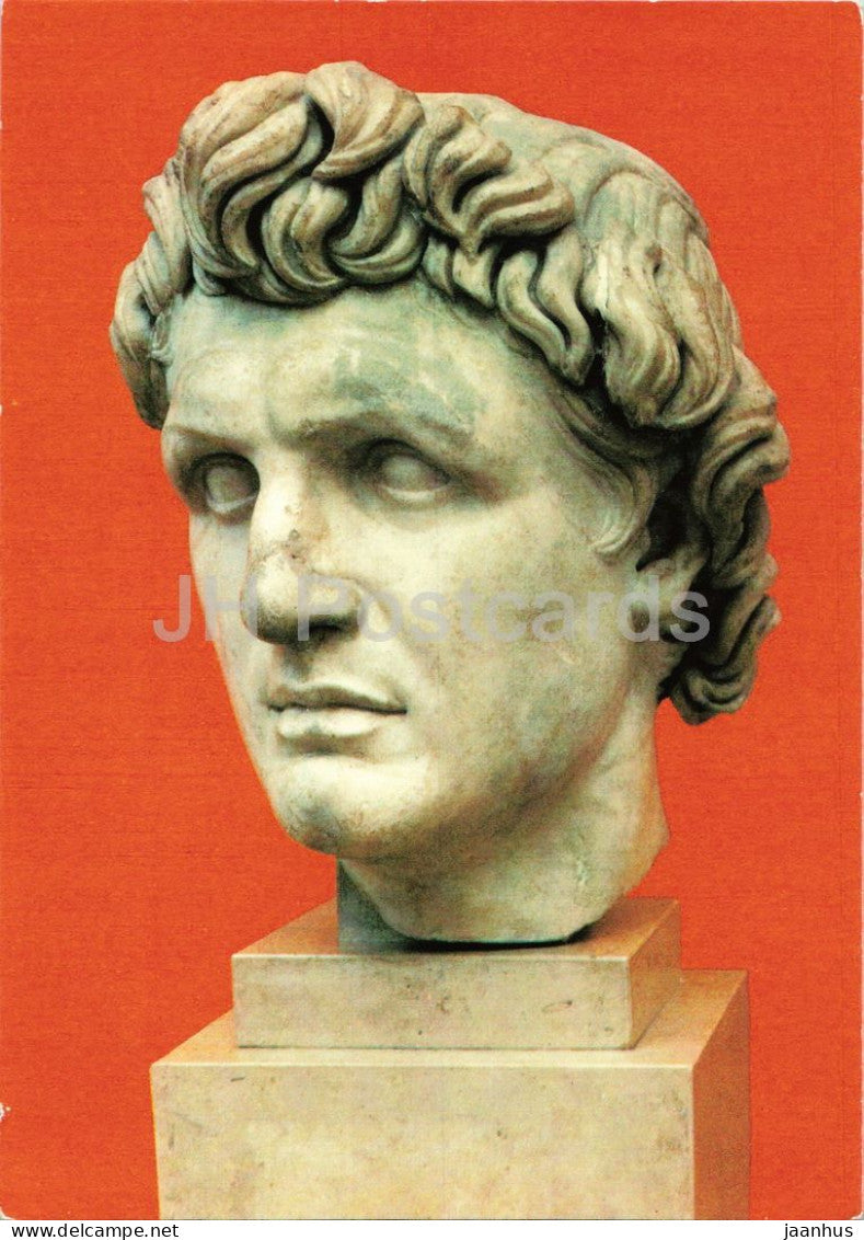 ancient Greek sculpture - Head of a Hellenistic Ruler from Pergamon - ancient world - 1984 - Germany DDR - unused - JH Postcards