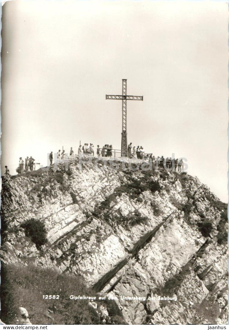 Gipfelkreuz auf dem Untersberg bei Salzburg - cross - mountains - 12582 - old postcard - Austria - unused - JH Postcards