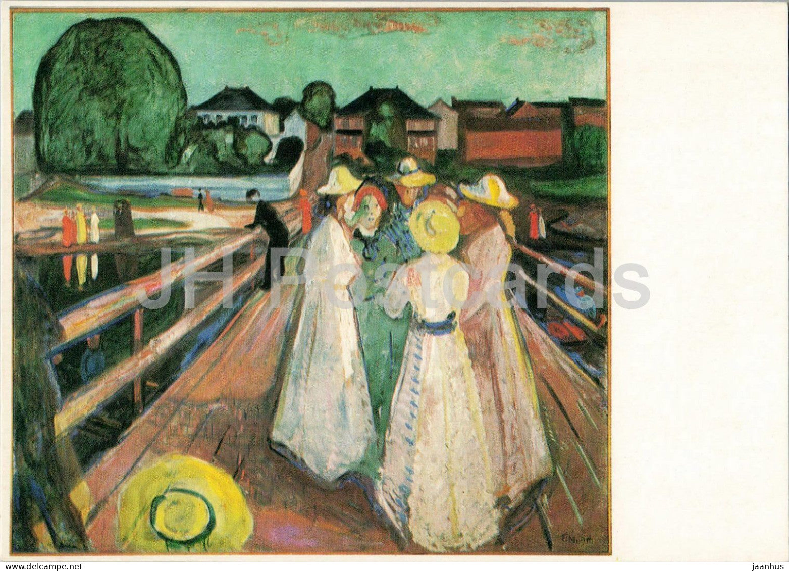painting by Edvard Munch - Ladies on the Quay - Norwegian art - 18 - Norway - unused - JH Postcards
