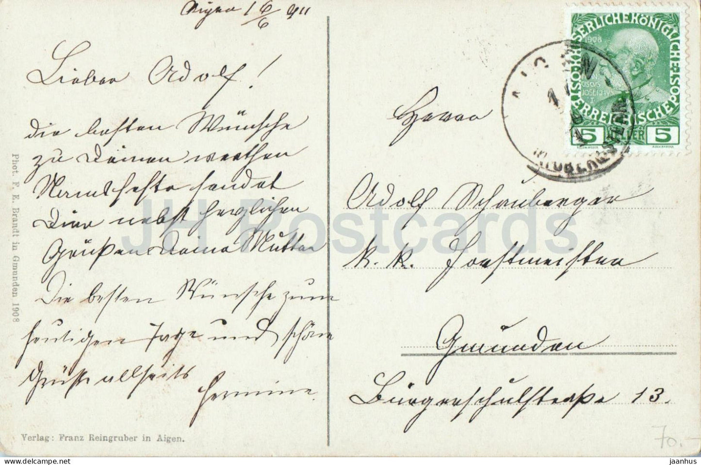 Aigen Schlagl - vallée panoramique - 1911 - carte postale ancienne - Autriche - d'occasion 