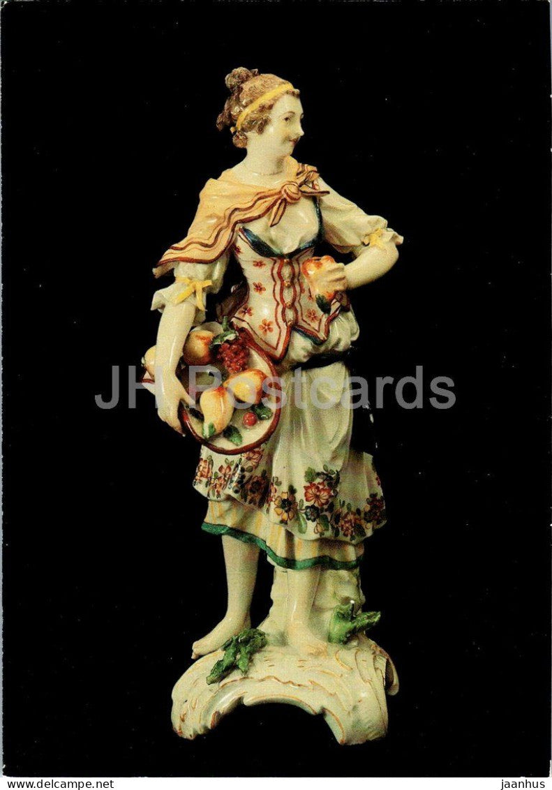 sculpture by Friedrich Elias Meyer - Shepherdess with Fruits - Schaferin mit Fruchten - 1988 - Germany DDR - unused - JH Postcards