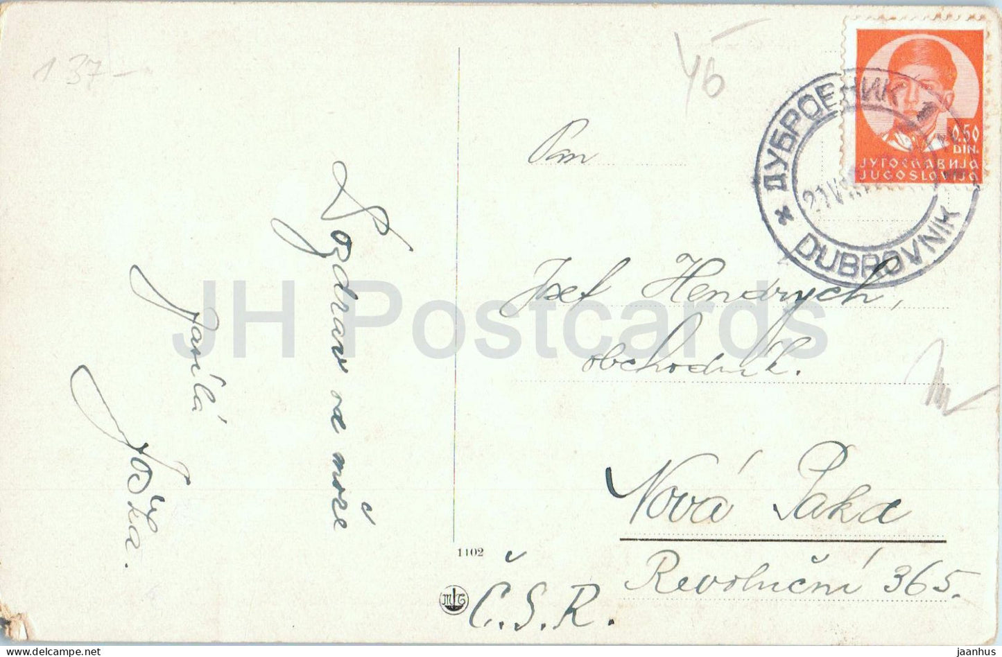 Dubrovnik – Panoramablick auf die Altstadt vom Hügel – 1102 – alte Postkarte – Kroatien – Jugoslawien – gebraucht 