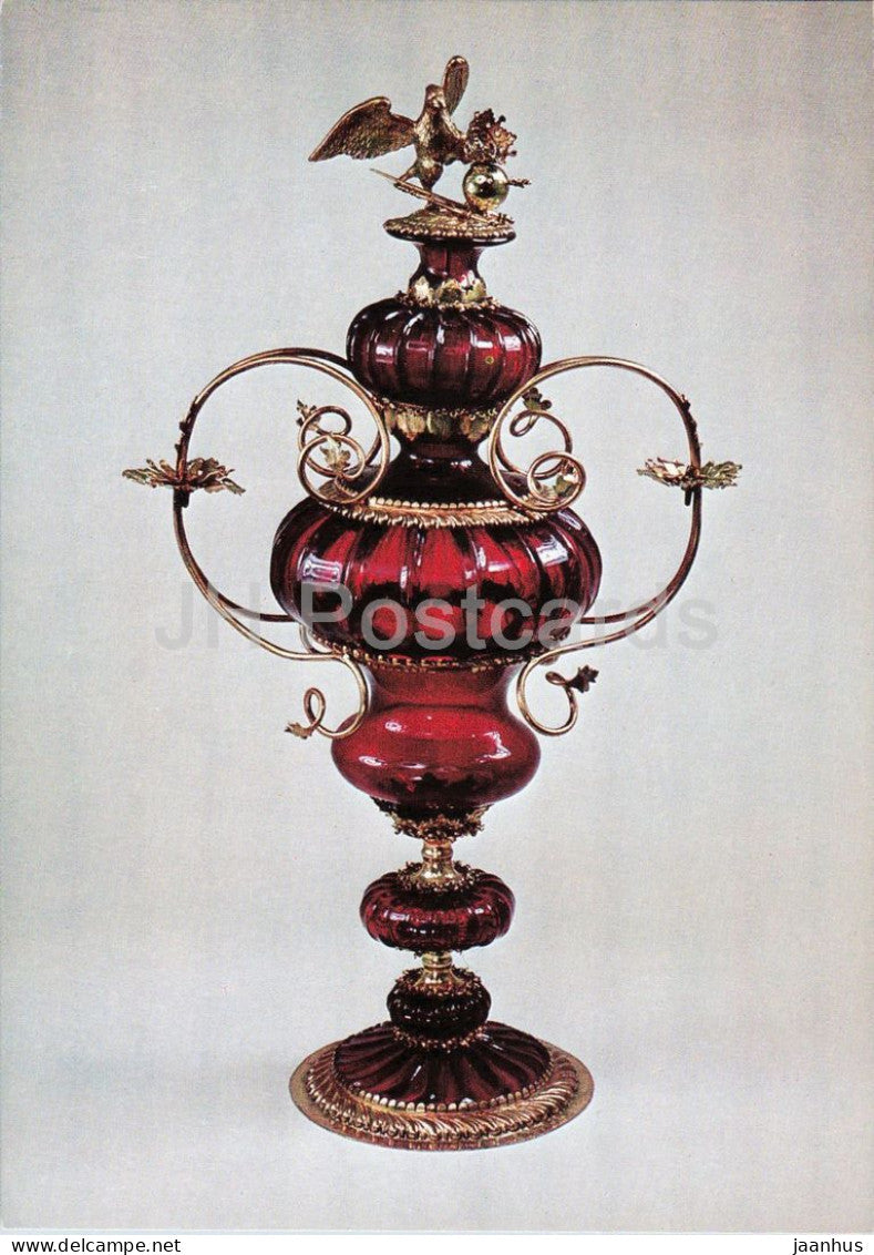 Rubinglasvase - Ruby glass vase with Augsburg mounting - German decorative art - 748 - Germany - unused - JH Postcards