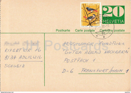 Guten Abend Nachbarn - Hessischer Rundfunk - postal stationery - 101 - 1972 - Switzerland - used - JH Postcards