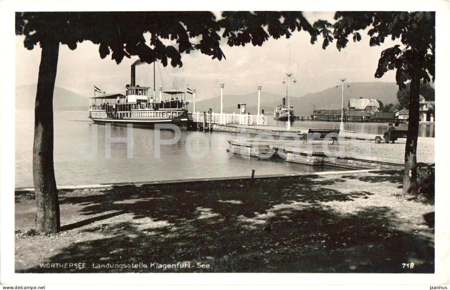Worthersee - Landungsstelle Klagenfurt See -  dock and lake steamer - ship - 718 - old postcard - 1933 - Austria - used - JH Postcards