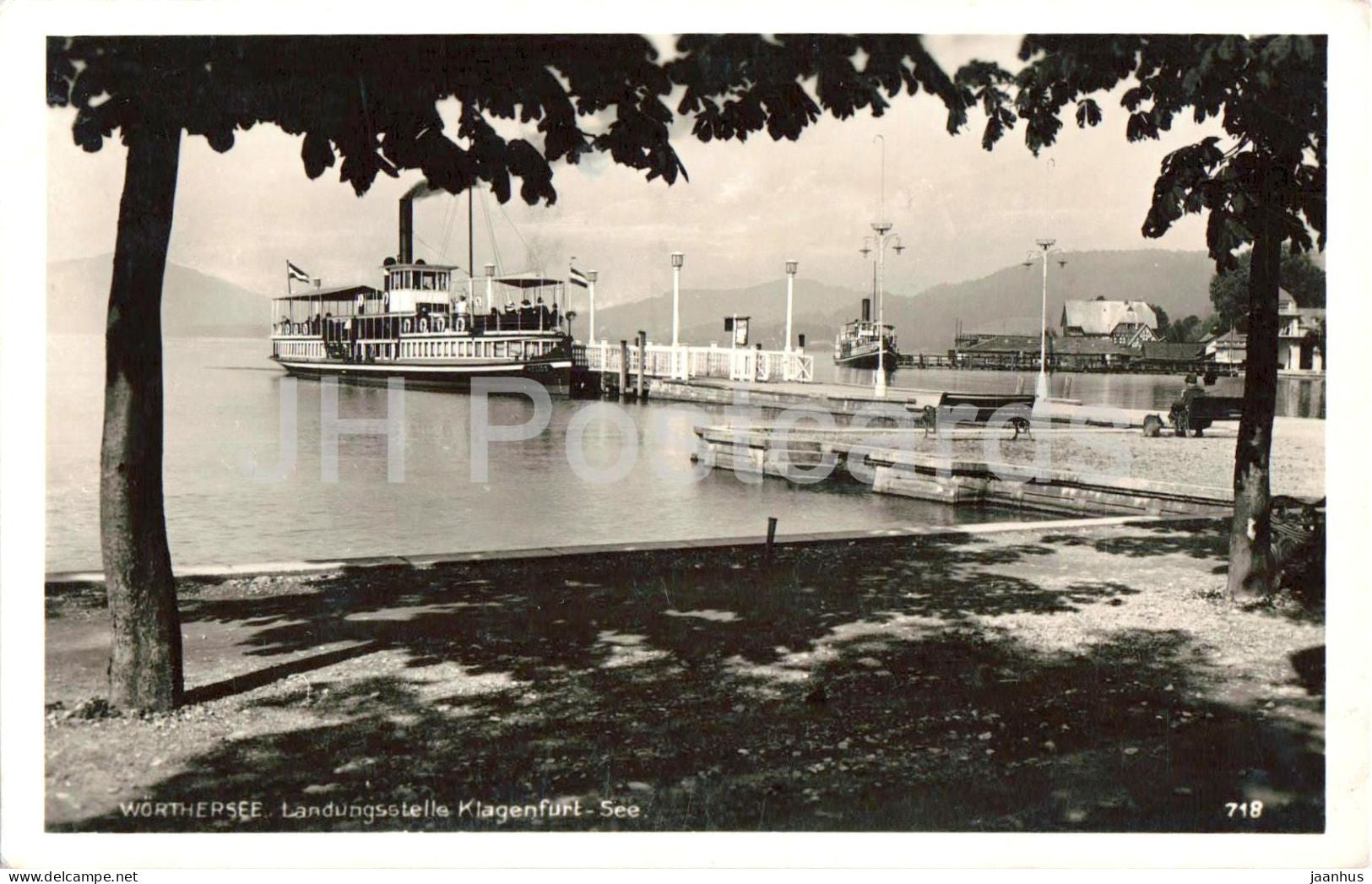 Worthersee - Landungsstelle Klagenfurt See -  dock and lake steamer - ship - 718 - old postcard - 1933 - Austria - used - JH Postcards