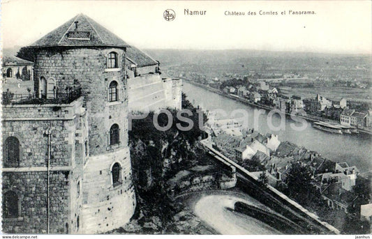 Namur - Chateau des Comtes et Panorama - river valley and citadel view - old postcard - Belgium - used - JH Postcards