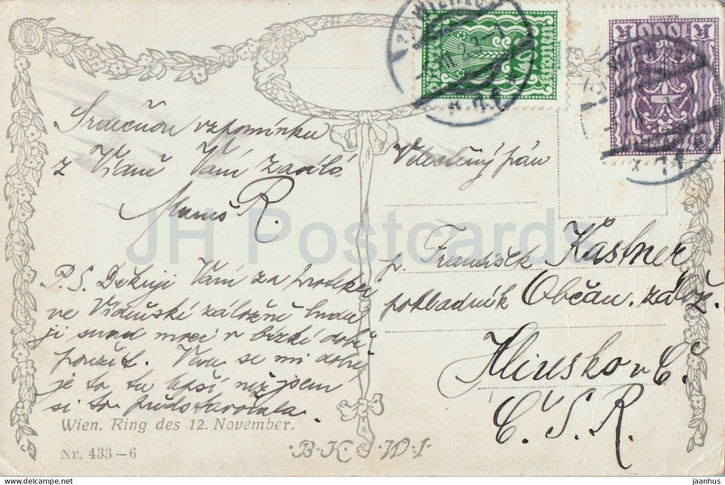 Wien - Vienna - Ring des 12. November - illustration - Nr. 433-6 - old postcard - 1923 - Austria - used