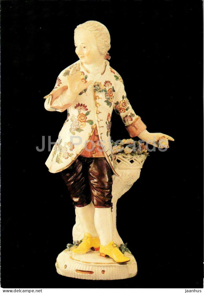 porcelain figure - Gardener - Gartner - Wegely Manufactory Berlin - German art - 1988 - Germany DDR - unused - JH Postcards