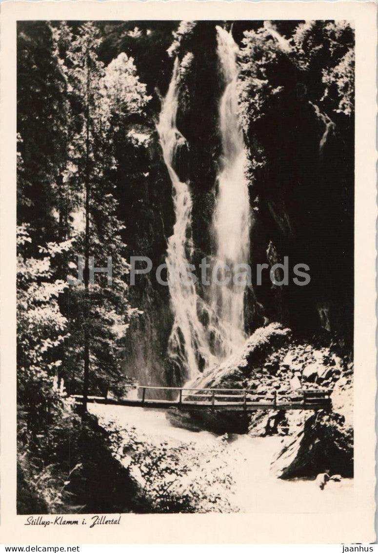 Stillup Klamm i. Zillertal - waterfall - gorge - bridge - 6603 - old postcard - Austria - unused - JH Postcards