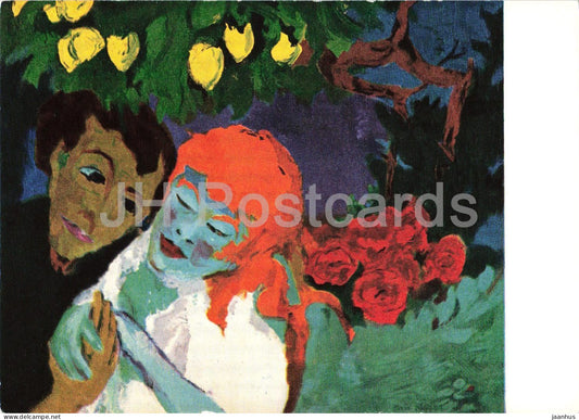 painting by Emil Nolde - Im Zitronengarten - In the Lemon Garden - botanical - 007 - German art - Germany - unused - JH Postcards