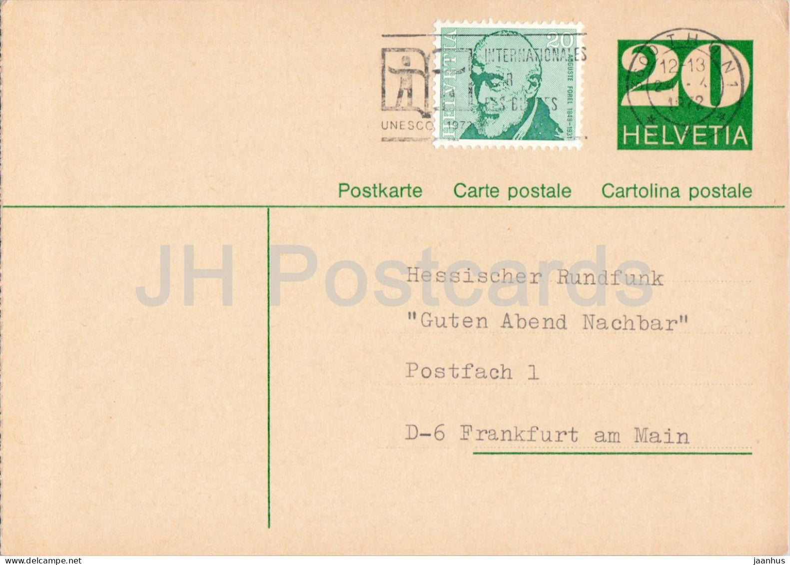 Guten Abend Nachbarn - Hessischer Rundfunk - postal stationery - 97 - 1972 - Switzerland - used - JH Postcards