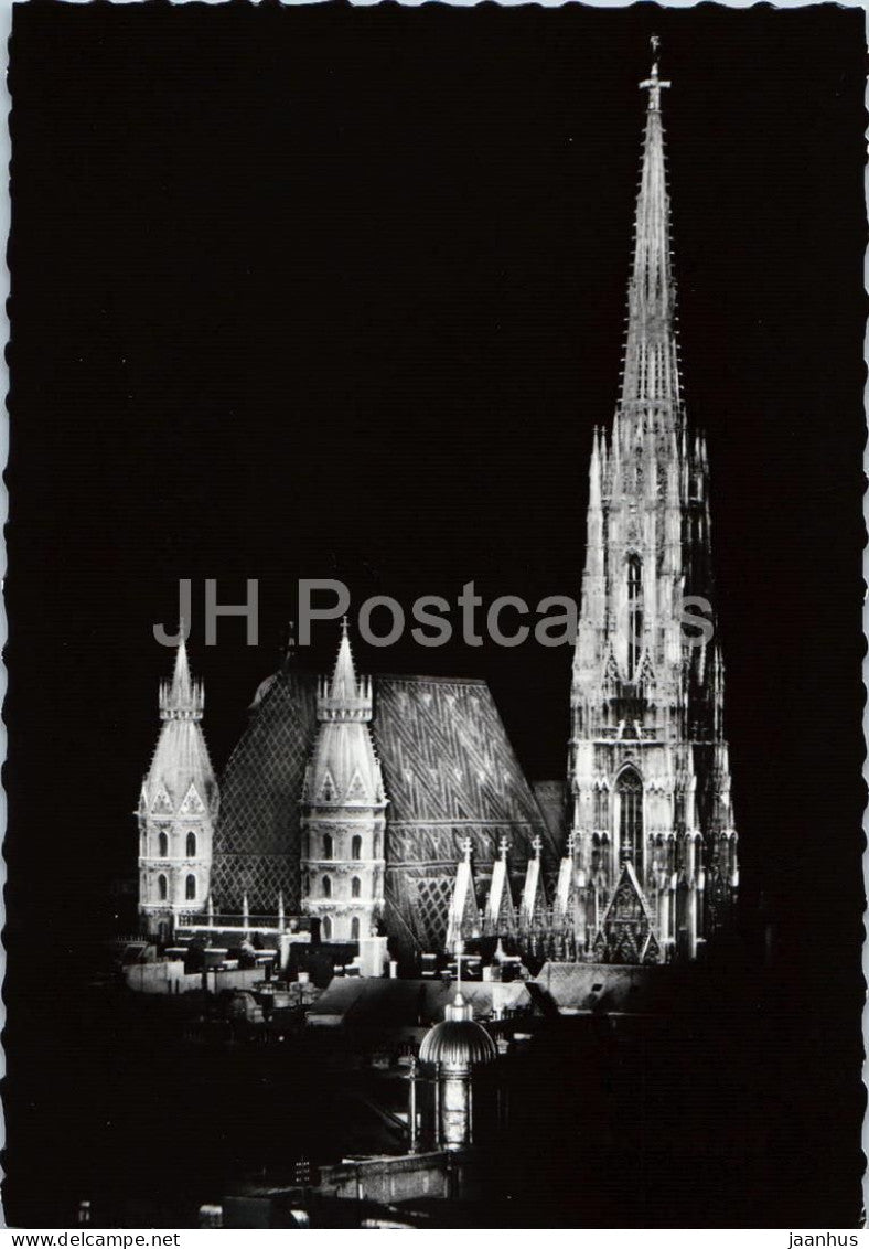Wien - Vienna - Stephansdom - cathedral - gothic architecture - night view -  36510 - old postcard - Austria - unused - JH Postcards