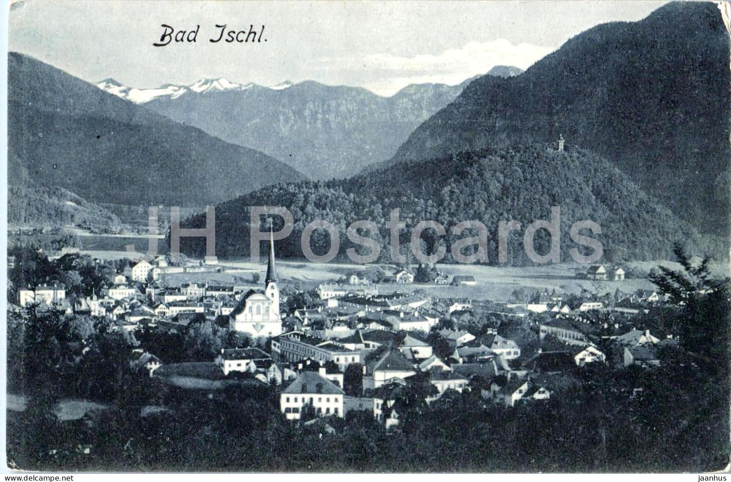 Bad Ischl - Town view with church and mountains - No. 6017 - old postcard - Austria - unused - JH Postcards