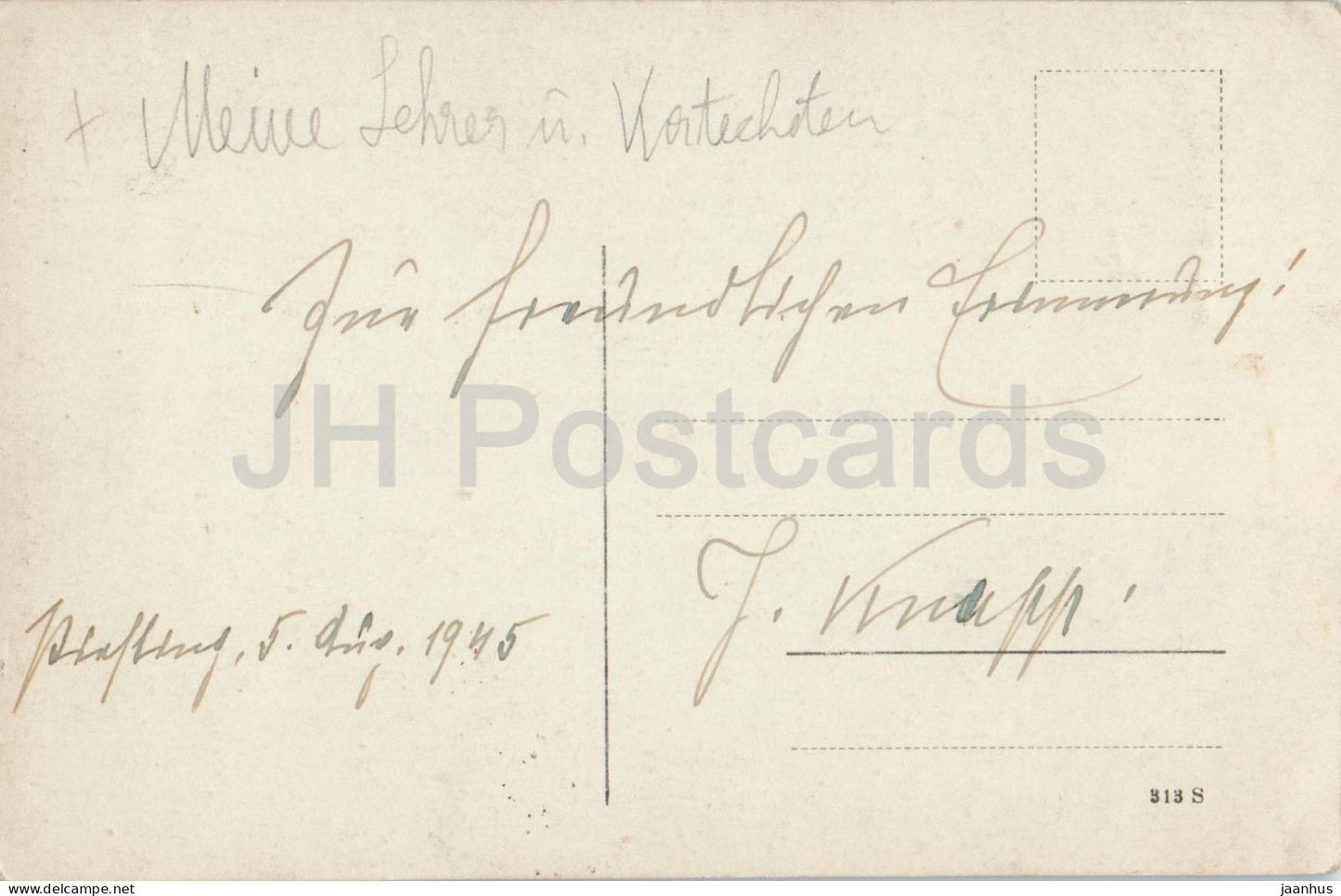 Portrait de groupe d'enseignants assis à une table en plein air – photo – carte postale ancienne – 1945 – Autriche – d'occasion 