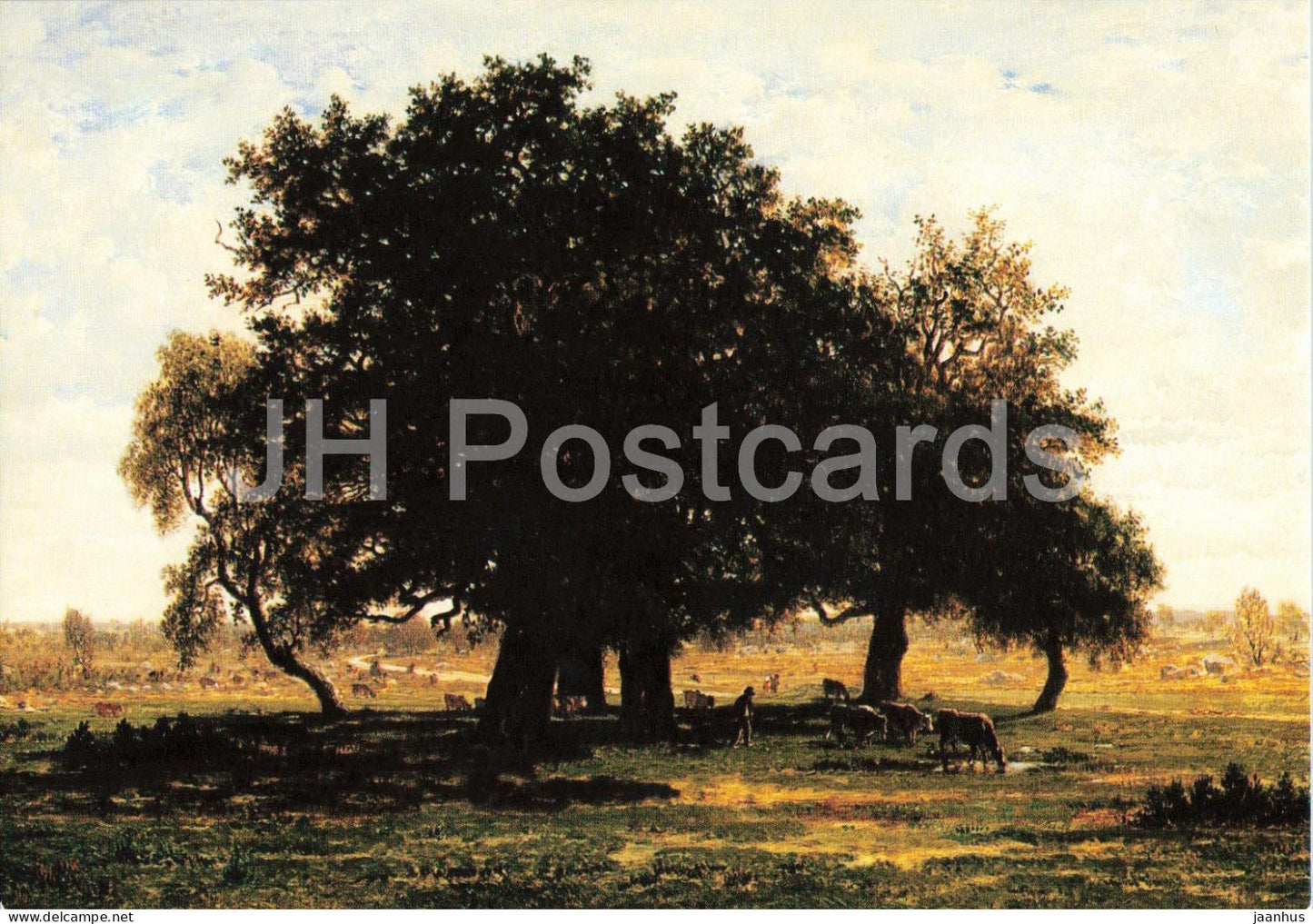 Theodore Rousseau - Group of Oaks at Apremont - painting - French art - art postcard - 1980s - France - unused - JH Postcards