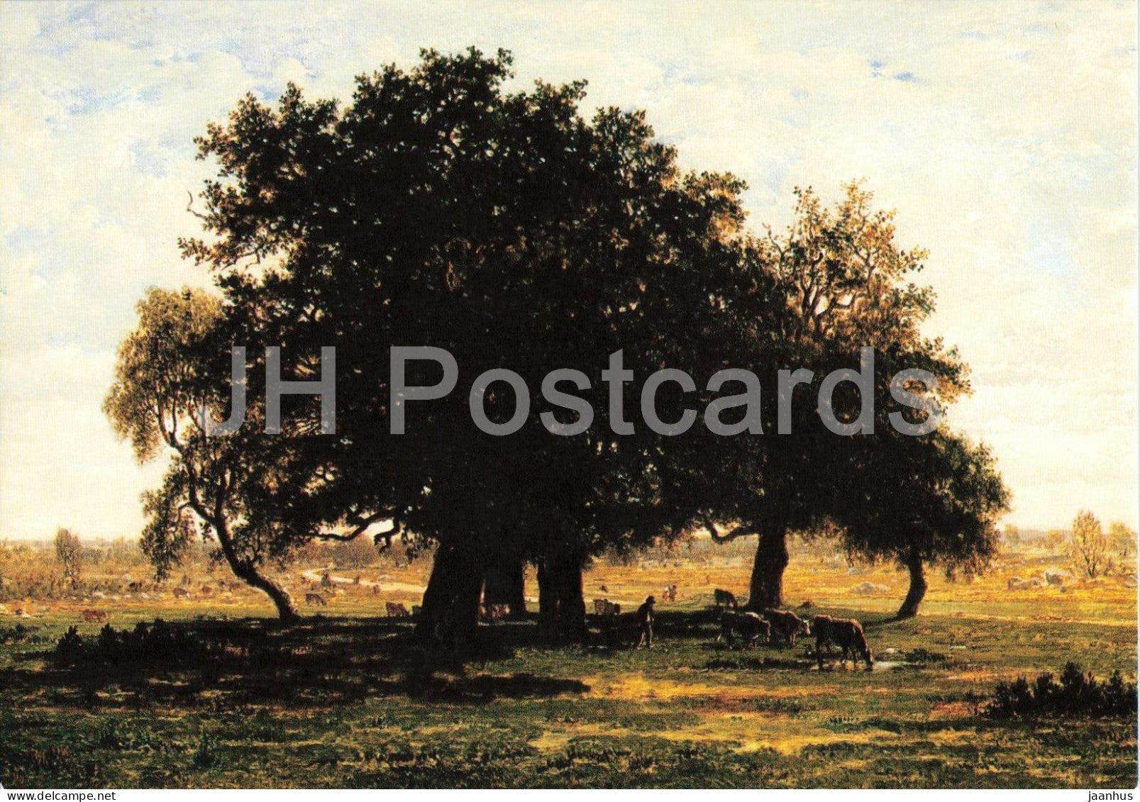 Theodore Rousseau - Group of Oaks at Apremont - painting - French art - art postcard - 1980s - France - unused - JH Postcards