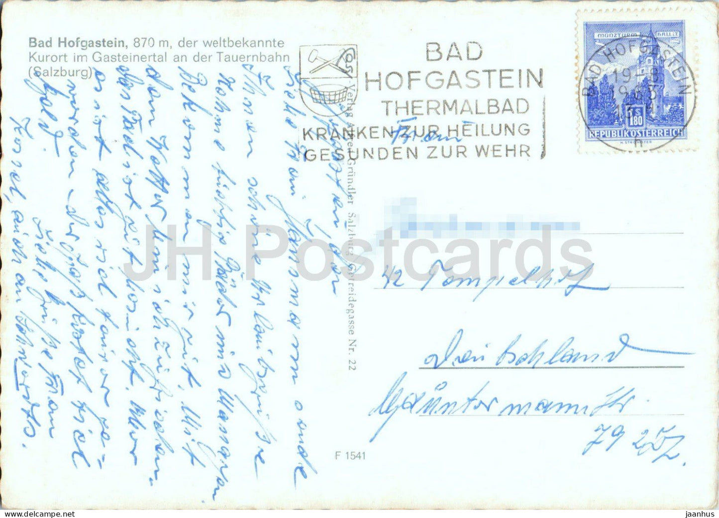 Bad Hofgastein - Kurort - Gasteinertal - Erholungsort - Tauernbahn - Auto - 1963 - Österreich - gebraucht 