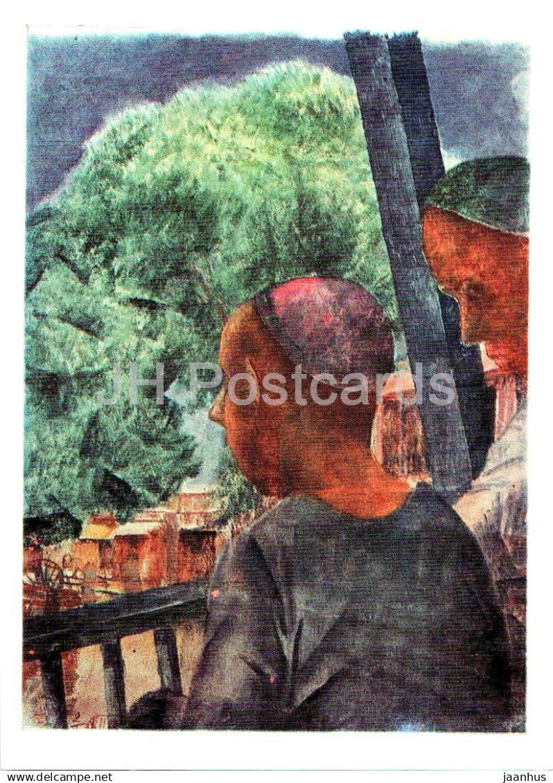 painting by K. Petrov-Vodkin - Samarkand . On the terrace - Uzbekistan - Russian art - Russia USSR - unused - JH Postcards