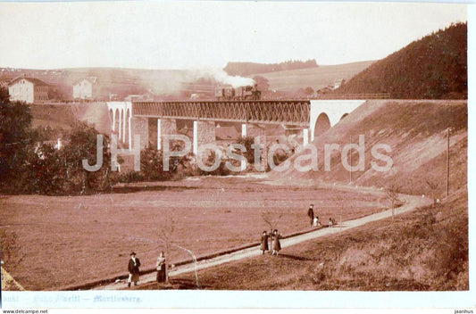 Bahn Viadukt - Zwettl - Martinsberg - train on viaduct - railway - rural landscape - old postcard - Austria - used - JH Postcards
