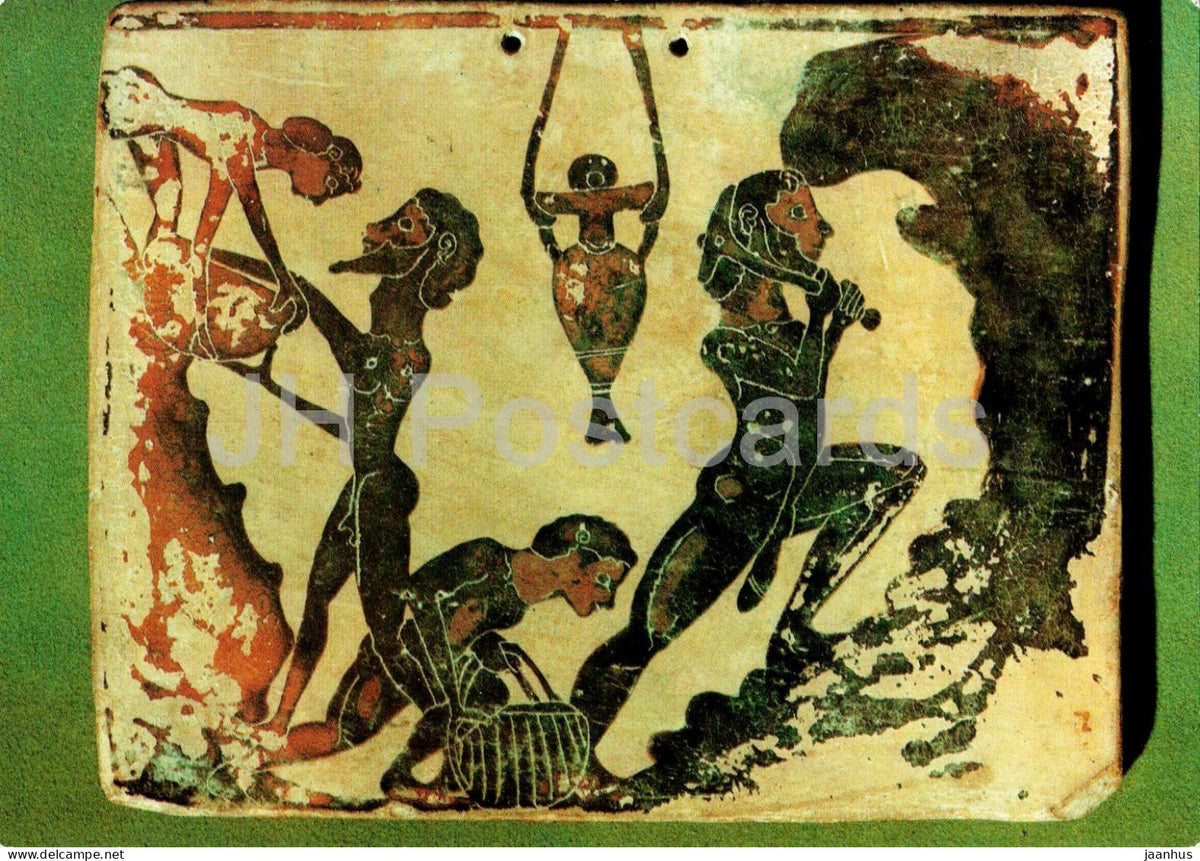 ancient Greek clay tablet from Penteskouphia - Work in a Clay Pit - ancient world - 1984 - Germany DDR - unused - JH Postcards