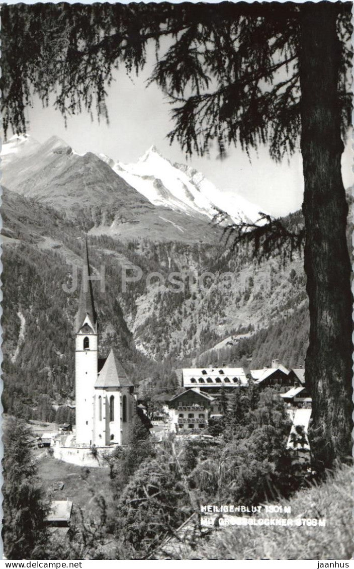 Heiligenblut 1301 m mit Grossglockner 3798 m - village - church - mountains - old postcard - Austria - unused - JH Postcards
