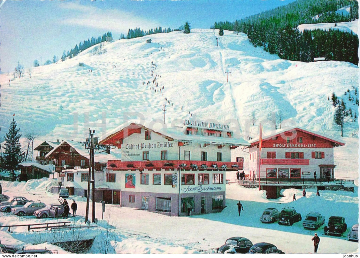 Gasthof und Cafe Zwolfer - Hinterglemm - Saalbach - hotel - ski resort - winter scene - A-5020 - Austria - used - JH Postcards