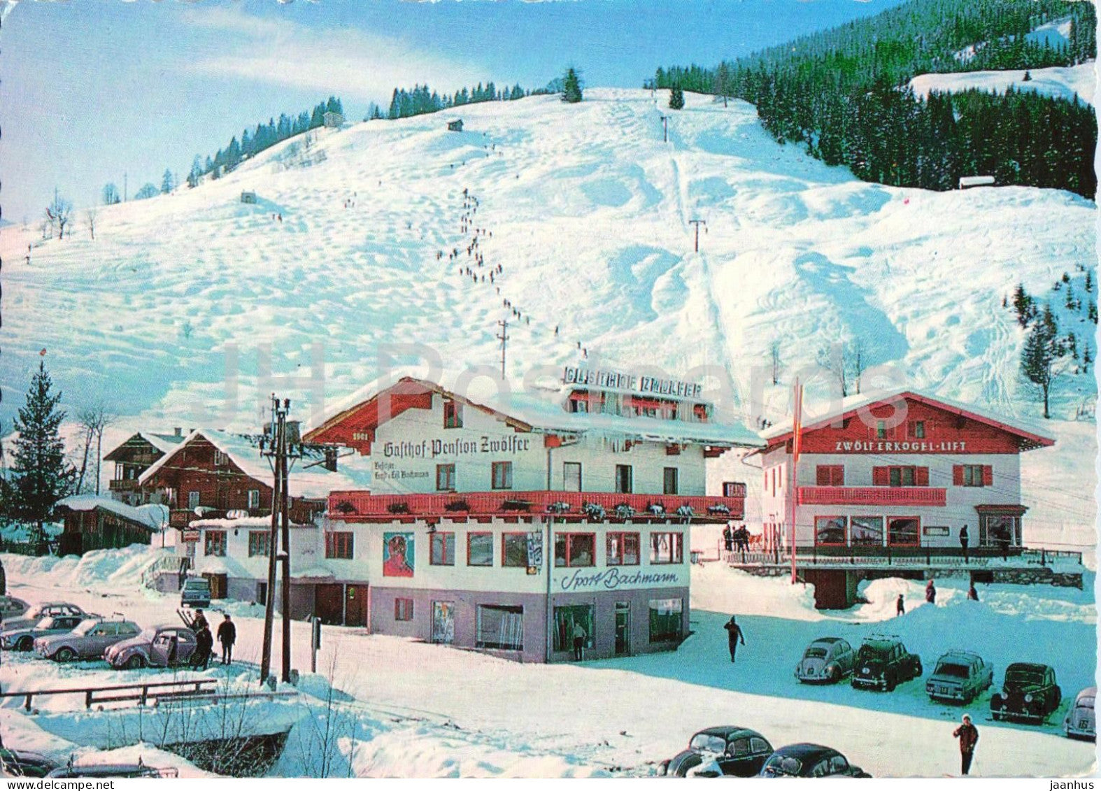 Gasthof und Cafe Zwolfer - Hinterglemm - Saalbach - hotel - ski resort - winter scene - A-5020 - Austria - used - JH Postcards