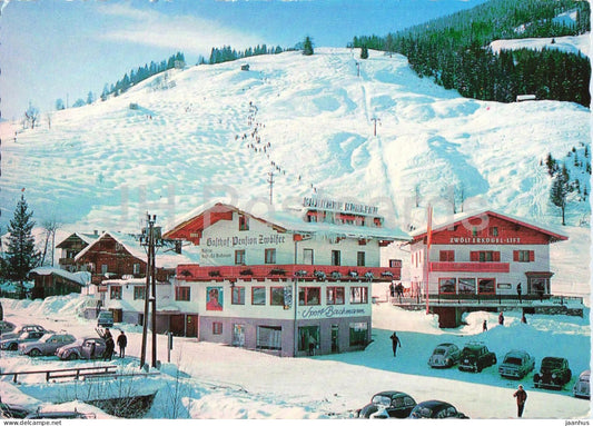 Gasthof und Cafe Zwolfer - Hinterglemm - Saalbach - hotel - ski resort - winter scene - A-5020 - Austria - used - JH Postcards