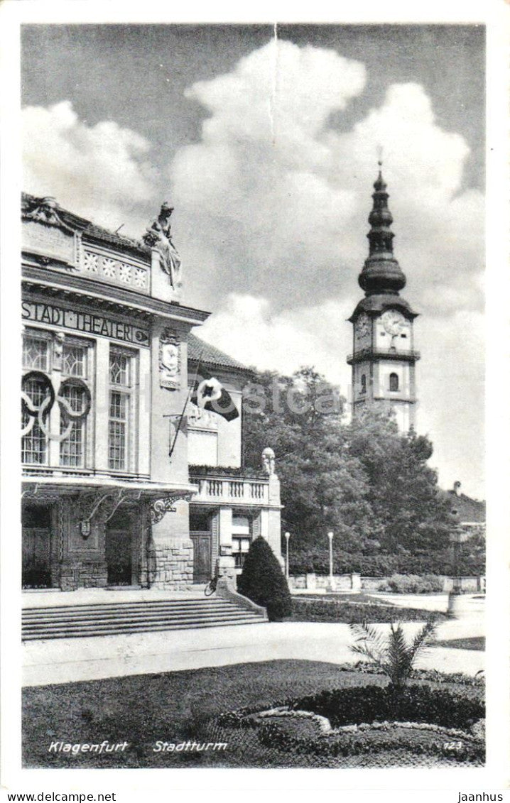 Klagenfurt - Stadttheater und Stadtturm - theatre - No. 123 - old postcard - 1944 - Austria - used - JH Postcards