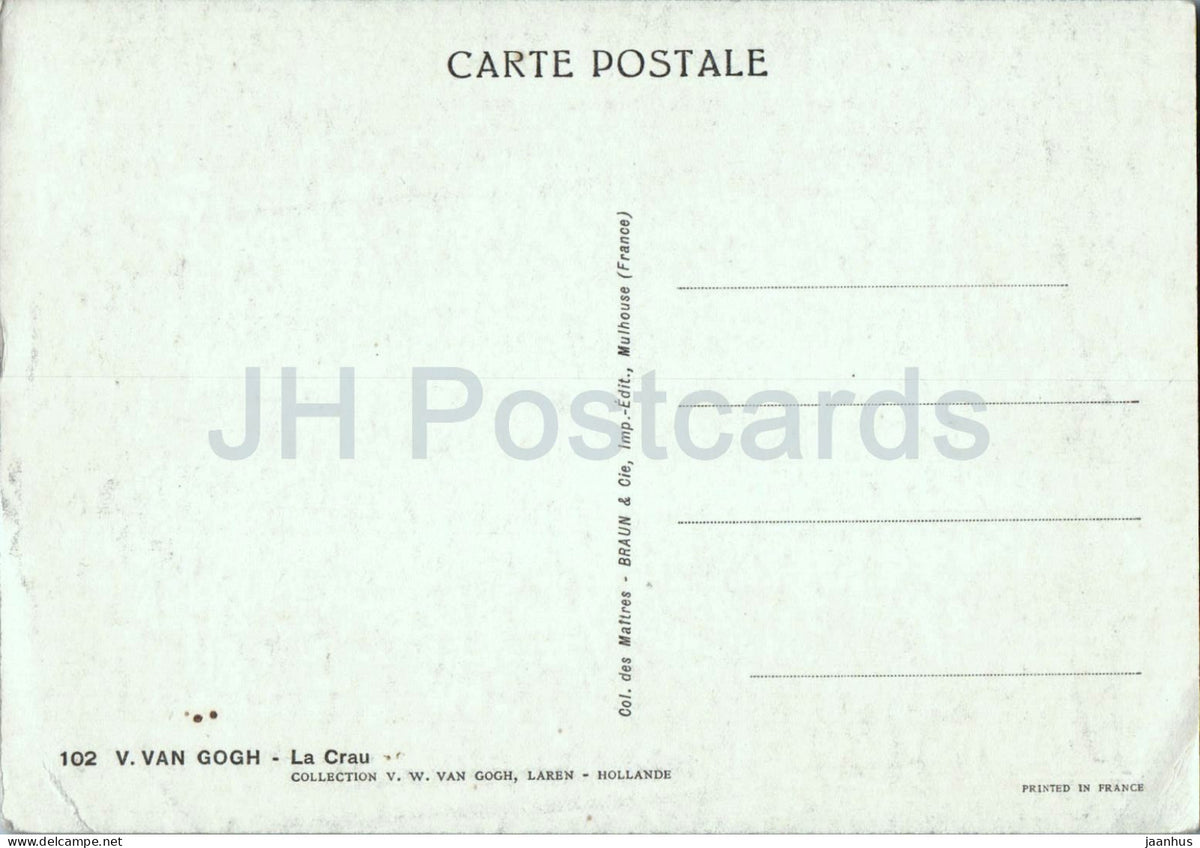 painting by Vincent van Gogh - The Harvest at La Crau - Dutch art - old postcard - 1950s - France - unused