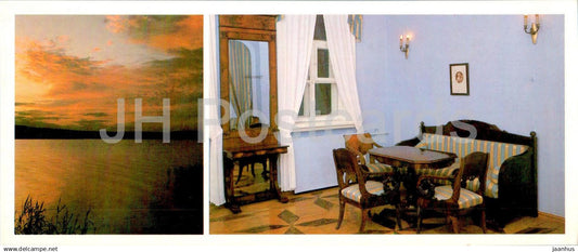 Votkinsk - Tchaikovsky museum - sunset over the pond - mothers living room - 1988 - Russia USSR - unused - JH Postcards