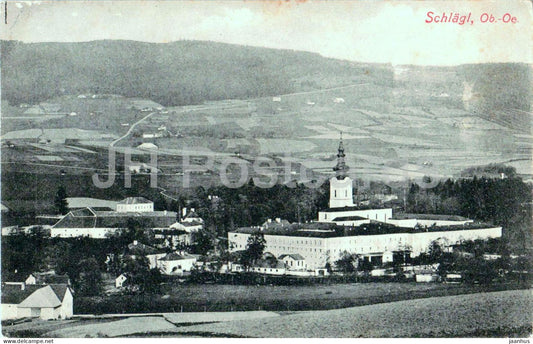Schlagl - village and fields, rural landscape - 1900s - old postcard - Austria - used - JH Postcards