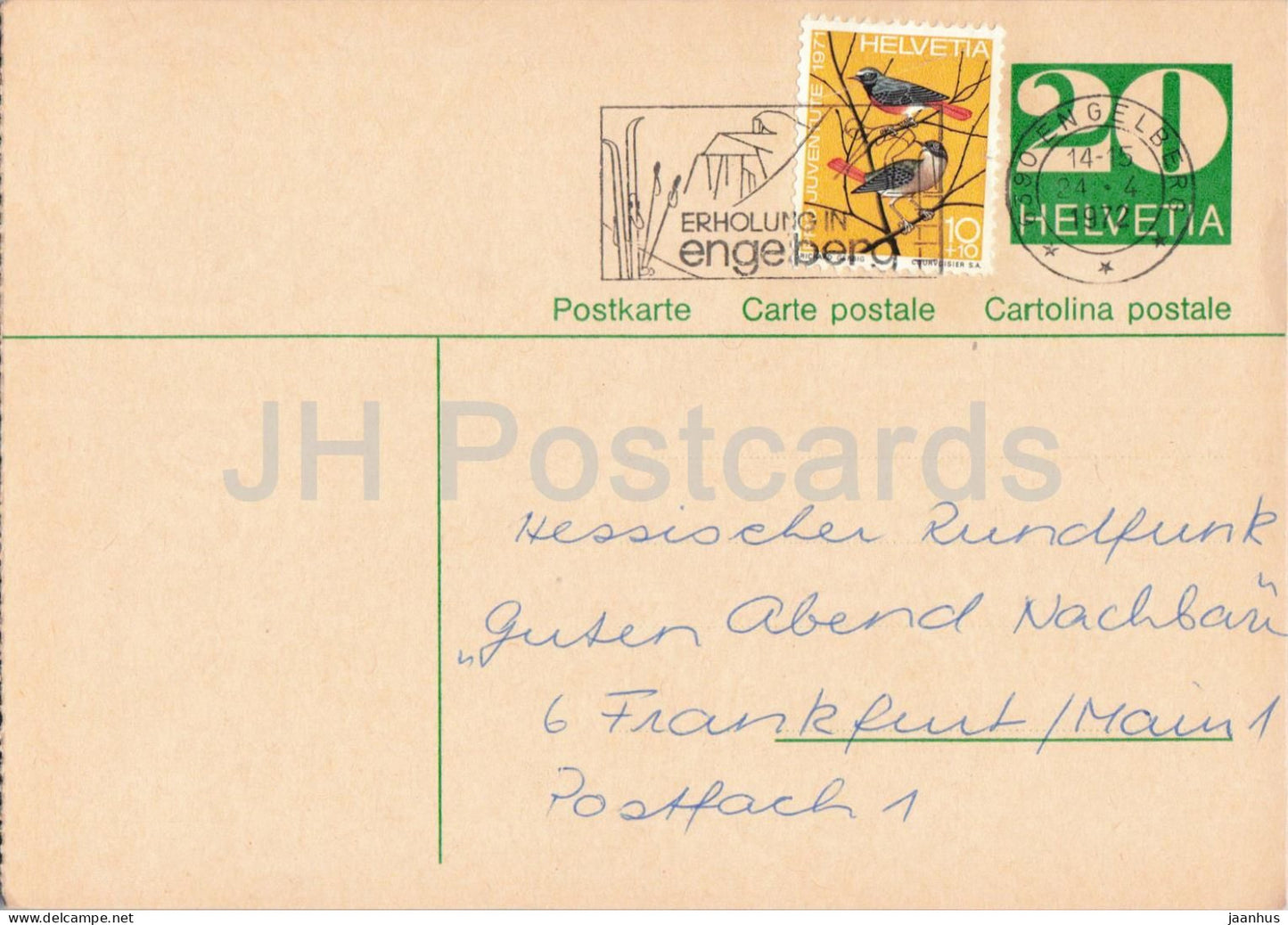 Guten Abend Nachbarn - Hessischer Rundfunk - postal stationery - 78 - 1972 - Switzerland - used - JH Postcards