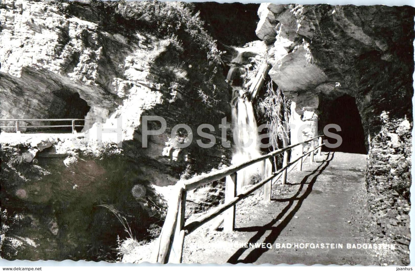 Hohenweg Bad Hofgastein Badgastein - mountain path - gorge - tunnel - 1960s - Austria - used - JH Postcards