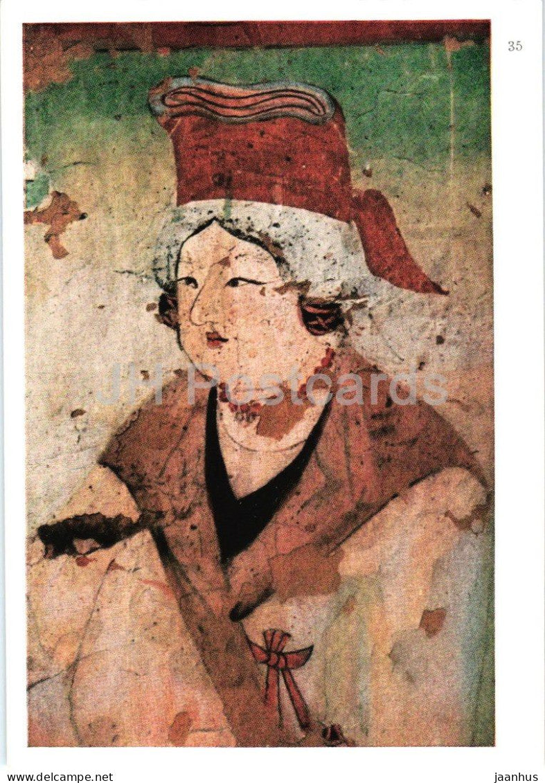mural painting - Head of a Queen - Dunhuang Cave 159 - Tang dynasty - Chinese art - China - unused - JH Postcards