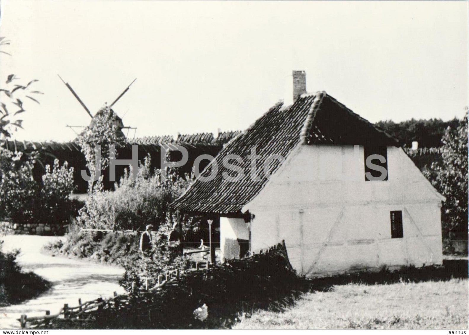 Odense - Den fynske Landsby - Ulbolle smedie - Smithy - village smithy windmill - old postcard - Denmark - unused - JH Postcards