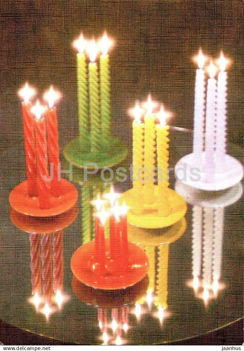 New Year Greeting Card - 1 - candles - 1988 - Estonia USSR - used - JH Postcards