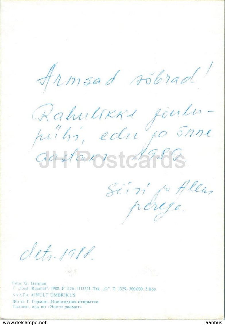 New Year Greeting Card - 1 - candles - 1988 - Estonia USSR - used