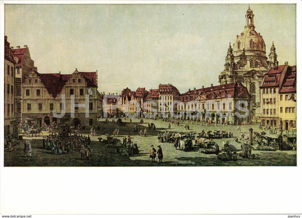 painting by Bernardo Bellotto - The Neumarkt in Dresden - Der Neumarkt zu Dresden Italian art 1970 - Germany DDR - used - JH Postcards