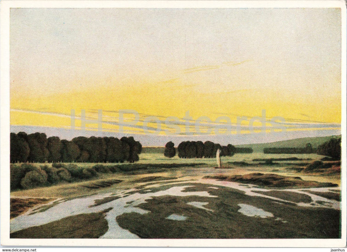 painting by Caspar David Friedrich - Das grosse Gehege bei Dresden - German art - 1955 - Germany DDR - unused - JH Postcards