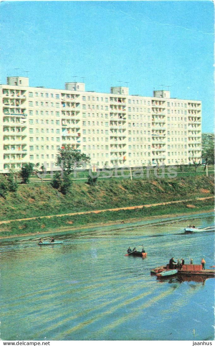 Omsk - Residential building on the Om River embankment - river boats - A10500 - 71 - 1972 - Russia - USSR - unused - JH Postcards