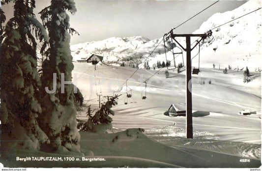 Berglift Tauplitzalm 1700 m Bergstation - Alps - ski lift - mountains - 42314 - old postcard - 1958 - Austria - used - JH Postcards