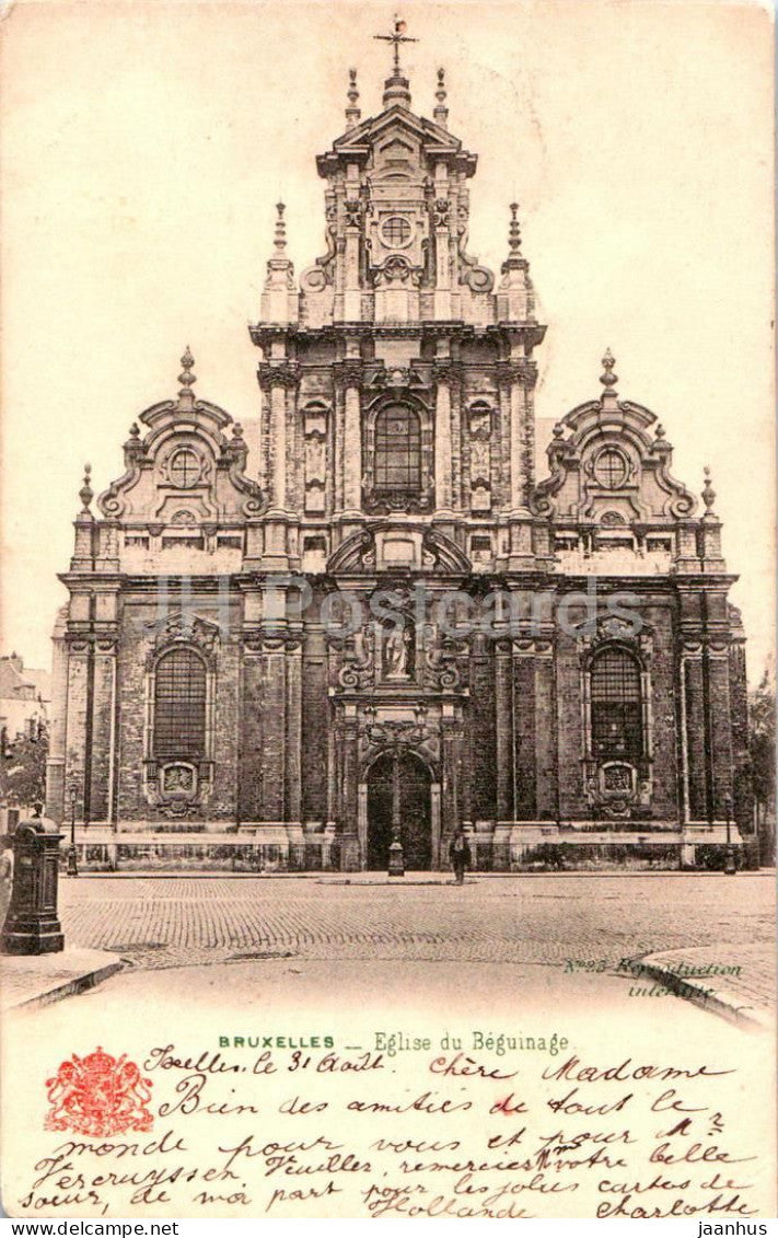 Brussels - Bruxelles - Eglise du Beguinage - sent from Bruxelles to Kursk Russia - old postcard - 1904 - Belgium - used - JH Postcards